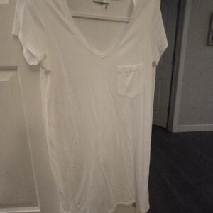 Michael Stars White V-Neck T-Shirt with Pocket